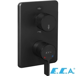 E.C.A - ECA Life 2 Yollu Ankastre Banyo Bataryası, Kare Tepe ve El Duşu Seti, Mat Siyah