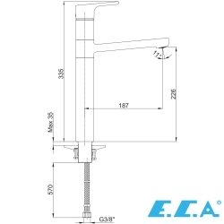 E.C.A - ECA Luna Tezgah Üstü Lavabo Bataryası, Altın