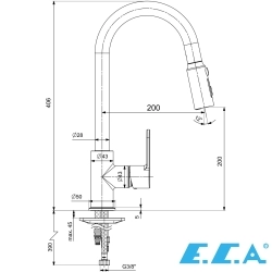 E.C.A - ECA Nita Çift Akışlı (Dual Flow) Arıtma Çıkışlı Spiralli Eviye Bataryası, 4 Akışlı