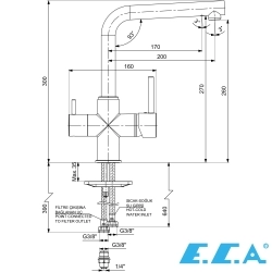 E.C.A - ECA Dalia Minimal Çift Akışlı (Dual Flow) Arıtma Çıkışlı Eviye Bataryası