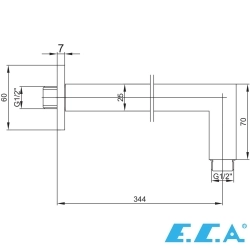 E.C.A - ECA Duvardan Dirsek, 34 cm, Mat Antrasit