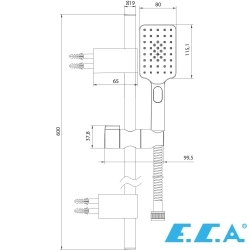 E.C.A - ECA Tiera Plus Sürgülü Duş Takımı, 3 Fonksiyonlu, Altın