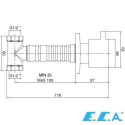 E.C.A - ECA Ankastre Stop Valf, Altın (Boyu Ayarlanabilir)