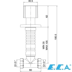 E.C.A - ECA Tiera Ankastre Stop Valf, Krom (Boyu Ayarlanabilir)