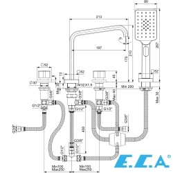 E.C.A - ECA Royal Ankastre Küvet Bataryası, Mat Siyah (4 Delikli) - 102153666C1