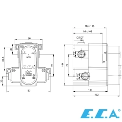 E.C.A - ECA Termostatik Ankastre Banyo/Duş Bataryası (Sıva Altı Grubu), 2 Yollu, Mat Siyah - 102166204C1