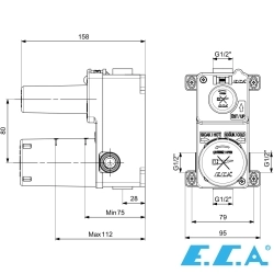 E.C.A - ECA Ankastre Banyo Bataryası (Sıva Altı Grubu), 3 Yollu, Mat Antrasit