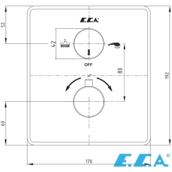E.C.A - ECA Termostatik Ankastre Banyo/Duş Bataryası (Sıva Üstü Grubu), 2 Yollu, Mat Siyah