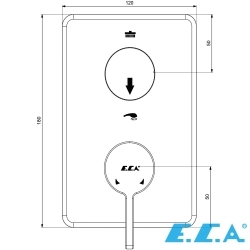 E.C.A - ECA Life Ankastre Banyo/Duş Bataryası (Sıva Üstü Grubu), 2 Yollu, Mat Siyah