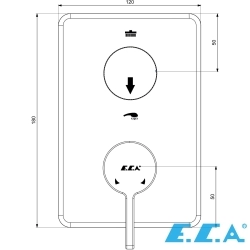 E.C.A - ECA Life Ankastre Banyo/Duş Bataryası (Sıva Üstü Grubu), 2 Yollu, Mat Antrasit