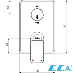 E.C.A - ECA Dream Ankastre Banyo/Duş Bataryası (Sıva Üstü Grubu), 2 Yollu, D-Tip