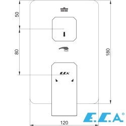 E.C.A - ECA Tiera Ankastre Banyo/Duş Bataryası (Sıva Üstü Grubu), 2 Yollu, Altın