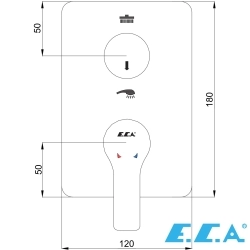 E.C.A - ECA Luna Ankastre Banyo/Duş Bataryası (Sıva Üstü Grubu), 2 Yollu, Altın