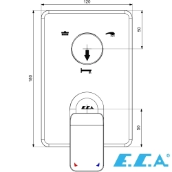 E.C.A - ECA Dream Ankastre Banyo Bataryası (Sıva Üstü Grubu), 3 Yollu, D-Tip, Mat Siyah