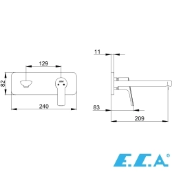 E.C.A - ECA Luna Ankastre Lavabo Bataryası, Altın (Sıva Üstü Grubu)