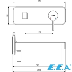 E.C.A - ECA Life Ankastre Lavabo Bataryası (Sıva Üstü Grubu), Mat Antrasit