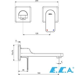 E.C.A - ECA Dream Ankastre Lavabo Bataryası (Sıva Üstü Grubu), 2 Delikli