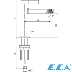 E.C.A - ECA Life Ecotechnology Lavabo Bataryası, Mat Siyah