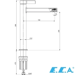 E.C.A - ECA Life Ecotechnology Tezgah Üstü Lavabo Bataryası, Mat Antrasit