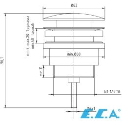 E.C.A - ECA Lavabo Yuvarlak Süzgeci (Basmalı aç-kapa), Taşmalı ve Taşmasız Lavabolar, Altın