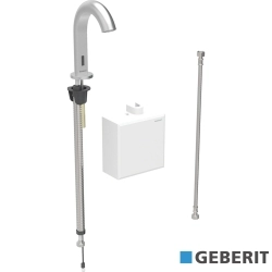 Geberit - Geberit Piave Fotoselli Lavabo Bataryası, Tek Su Girişli, Pilli, Paslanmaz Çelik (Duvar üzerine montajlı kontrol kutusu ile)