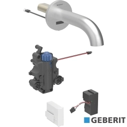 Geberit - Geberit Piave Ankastre Termostatik Fotoselli Lavabo Bataryası, Kısa Gagalı, Çift Su Girişli, Elektrikli, Paslanmaz Çelik