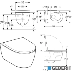 Geberit - Geberit iCon TurboFlush Asma Klozet (Yavaş Kapanır Klozet Kapağı Dahil)