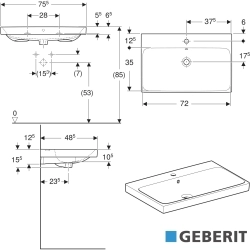 Geberit - Geberit Aniara Lavabo, 75 cm