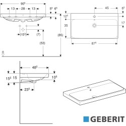 Geberit - Geberit Aniara Lavabo, 90 cm