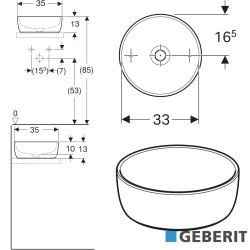 Geberit - Geberit Aniara Yuvarlak Çanak Lavabo, 35 cm
