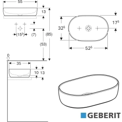 Geberit - Geberit Aniara Eliptik Çanak Lavabo, 55 cm