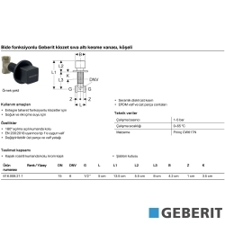 Geberit - Geberit Ankastre Stop Valf,Kare Volanlı , Mat Siyah