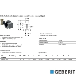 Geberit - Geberit Ankastre Stop Valf,Kare Volanlı , Siyah Krom