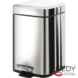 Gedy - Gedy Pedallı Kare Çöp Kovası, Yavaş Kapanır, Parlak Paslanmaz Çelik (3 Litre) - 2209-13