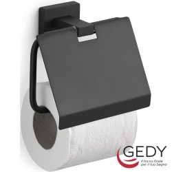 Gedy - Gedy Atena Kapaklı Tuvalet Kağıtlığı, Mat Siyah - 4425-14
