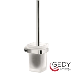 Gedy - Gedy Stelvio Tuvalet Fırçalığı (Duvardan, Krom + Cam) - ST33-03-13