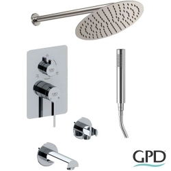 Gpd - GPD Gildo 3 Yollu Ankastre Banyo Bataryası, Yuvarlak Tepe ve El Duşu, Çıkış Ucu Seti