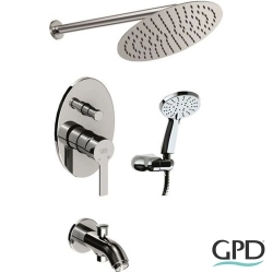 Gpd - GPD Solus 2 Yollu Ankastre Banyo Bataryası, Yuvarlak Tepe ve El Duşu, Çıkış Ucu Seti