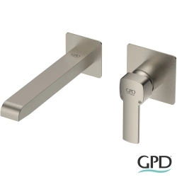 Gpd - GPD Pedra Duvardan Ankastre Lavabo Bataryası, Fırçalı Nikel