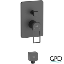 Gpd - GPD Quadro Ankastre Kabin Bataryası (Duş Çıkış Dirseği Dahil), Siyah