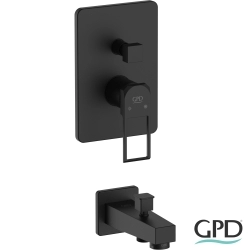 Gpd - GPD Quadro Tam Ankastre Banyo Bataryası (Yönlendiricili Çıkış Ucu Dahil), Siyah