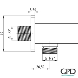 Gpd - GPD Ankastre El Duşu Çıkışı, Askılı (Kare Rozet), Altın