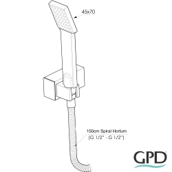Gpd - GPD Askılı Duş Seti (Tek Fonksiyonlu), Siyah