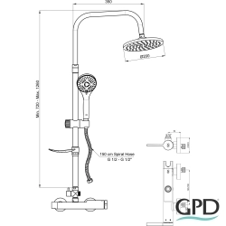 Gpd - GPD Bataryalı Kolon Duş Sistemi, Siyah