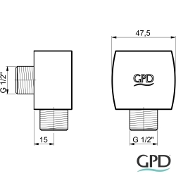 Gpd - GPD Ankastre Kabin Duş Çıkış Dirseği, Siyah