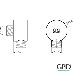 Gpd - GPD Ankastre Kabin Duş Çıkış Dirseği, Siyah