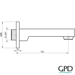 Gpd - GPD Ankastre Kare Çıkış Ucu (Yönlendiricisiz), Fırçalı Nikel