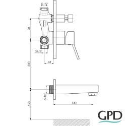 Gpd - GPD Tulio Ankastre Banyo Bataryası, Siyah