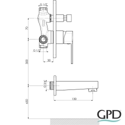 Gpd - GPD Pedra Ankastre Banyo Bataryası, Fırçalı Nikel