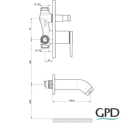 Gpd - GPD Aduro Ankastre Banyo Bataryası (Çıkış Ucu Dahil), Siyah